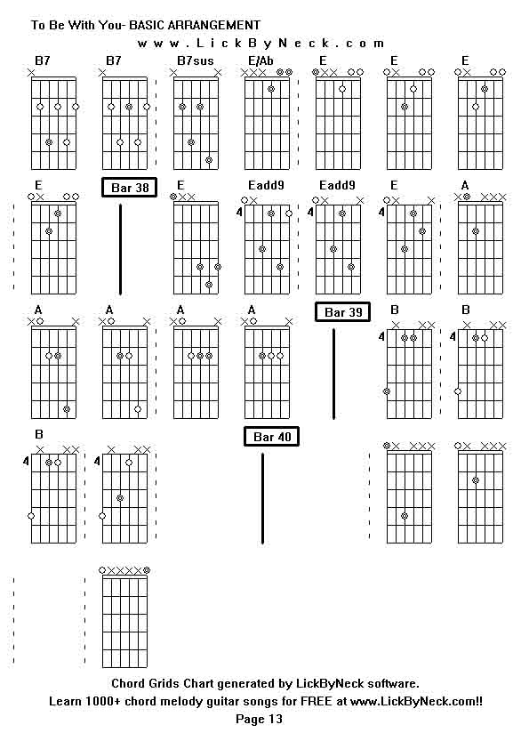 Chord Grids Chart of chord melody fingerstyle guitar song-To Be With You- BASIC ARRANGEMENT,generated by LickByNeck software.